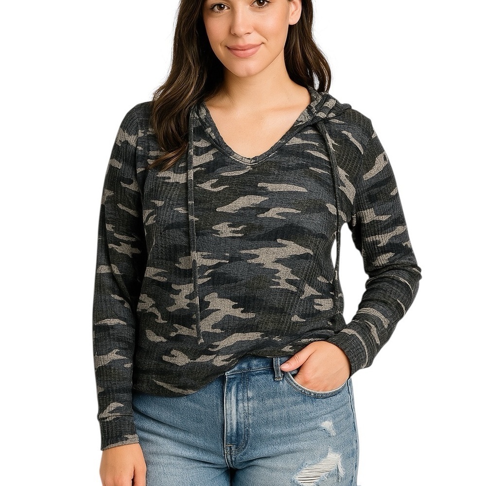 Maurices Small Camouflage Thermal Hoodie Lightweight Camo Casual Layering